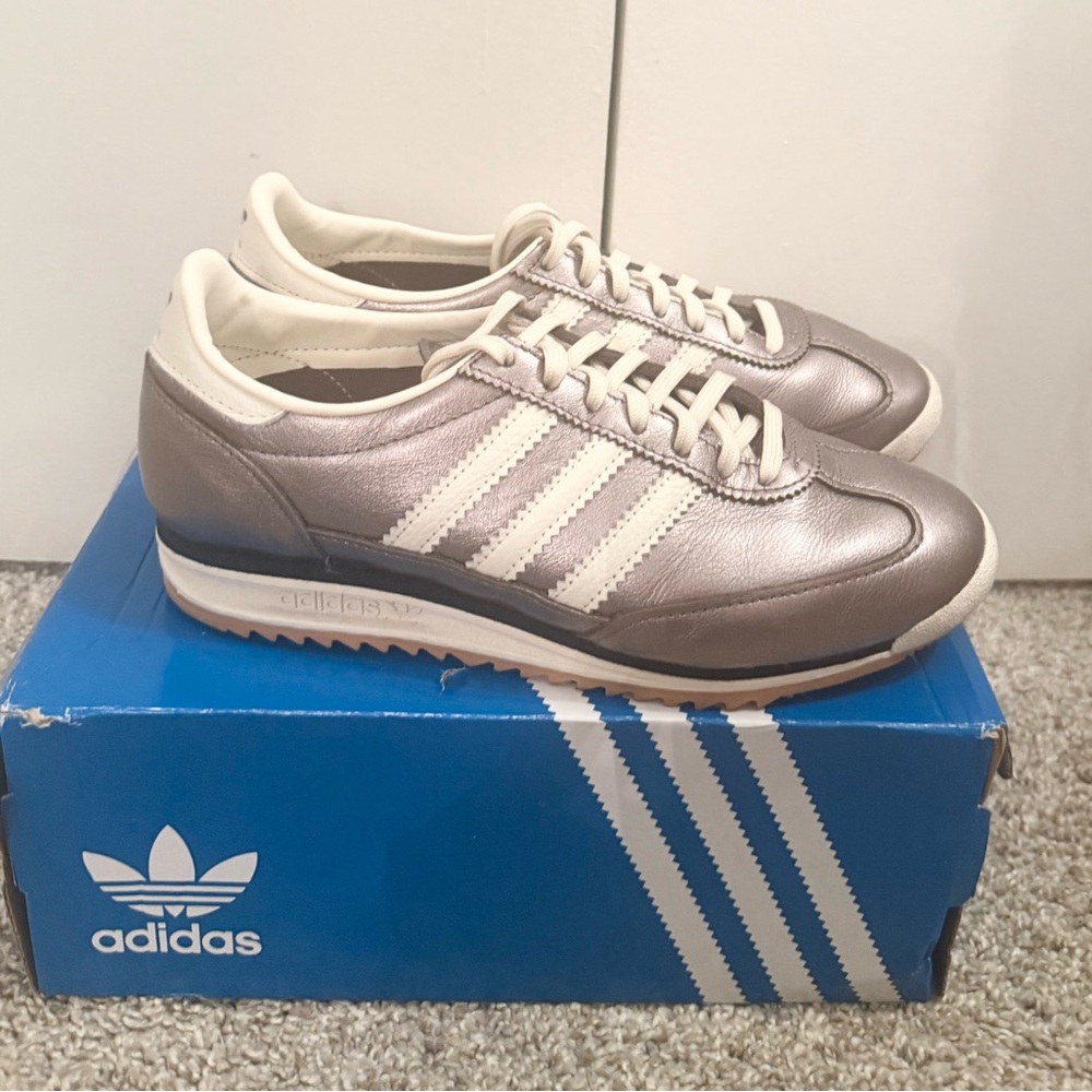 Adidas SL 72 OG Sneakers - Silver Leather Women Size 6 - Picture 8 of 9